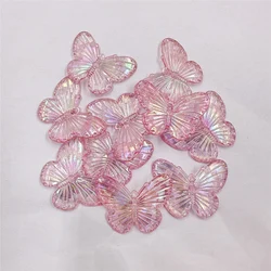 Set of 10 Large Colorful Laser Butterfly Beads for DIY Jewelry Making and Crafting (Pink)
