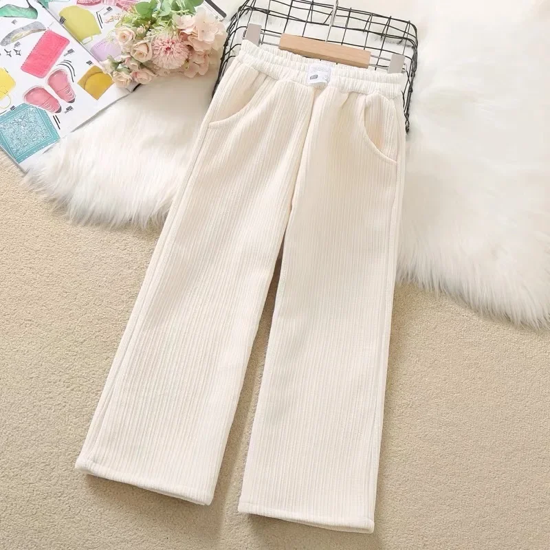 

Spring Autumn Teen Girls Wide Leg Pants Child Trousers Fashion Solid Color Corduroy Girls Pants 4 6 8 10 12 14 Year Kids Clothes