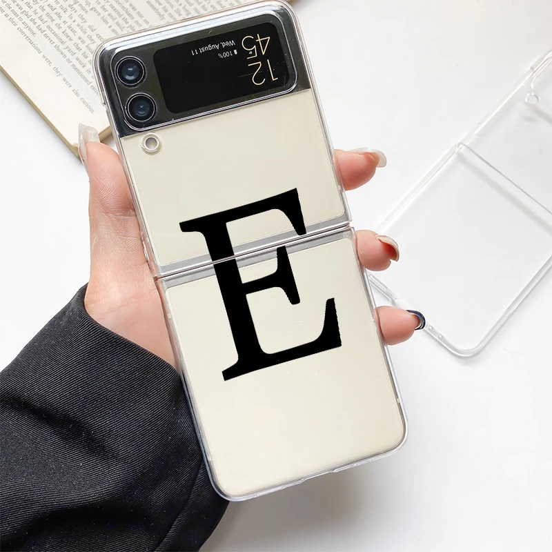 Chic Alphabet Design Clear Hard Phone Case for Samsung Galaxy Z Flip