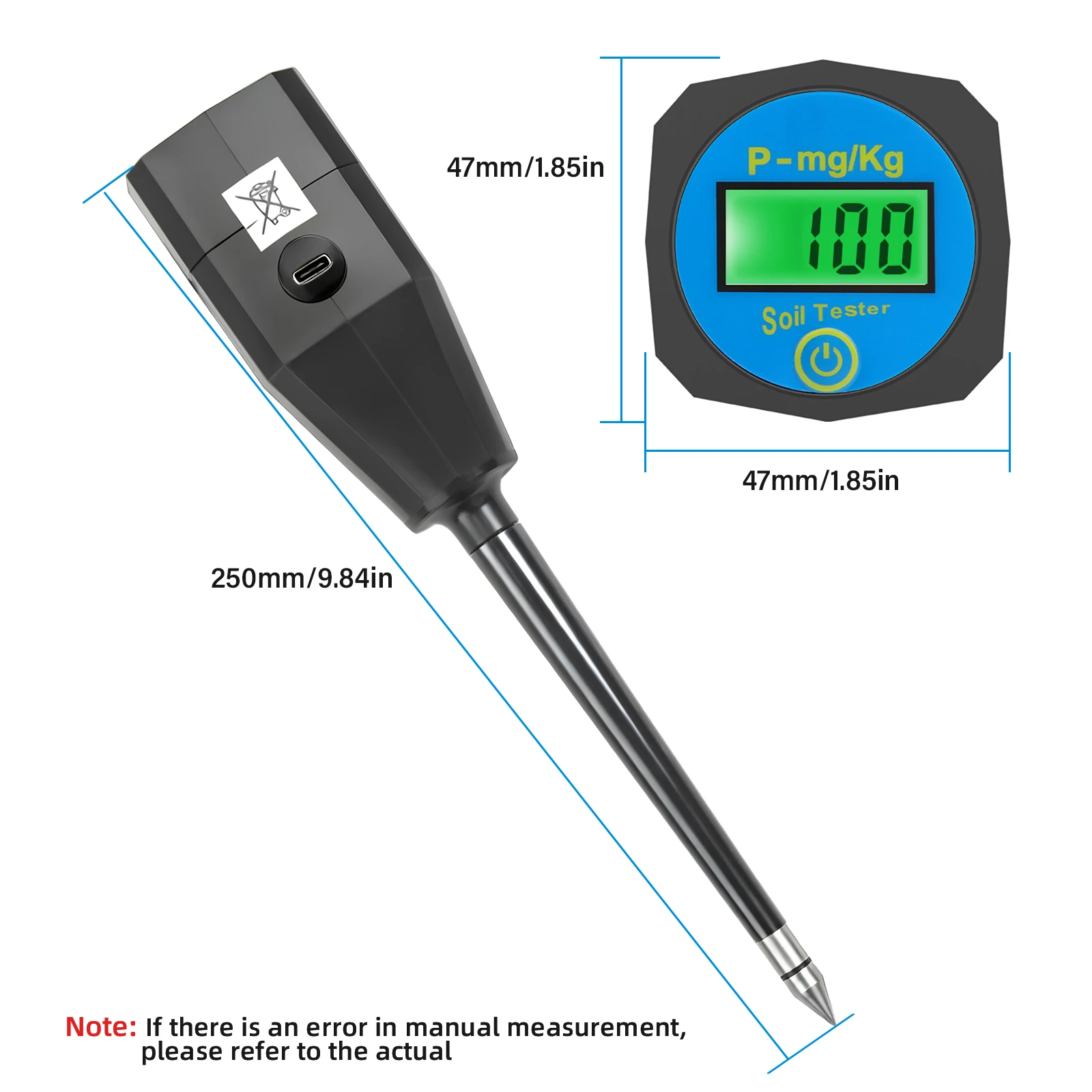 Soil Nutrient Tester NPK Sensor Digital Soil Analyzer 0-1999mg/kg Soil Fertility