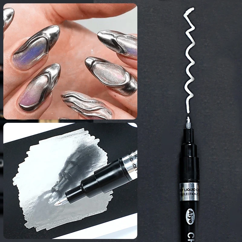 Metallic Silver Gold Nail Polish Pen Spring Summer Nail Drawing Brush For Design Graffiti Painting Pencil Lines Manicure Tools nail art tools nail polish nail art pen