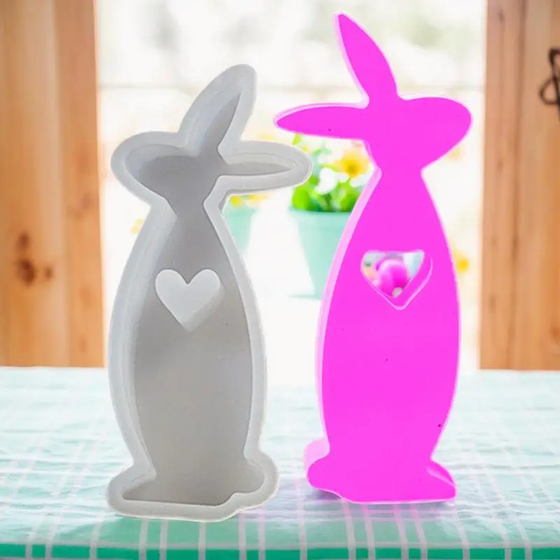 Easter Bunny Silicone Mold Reusable Bunny Heart Gypsum Soap Molds Easter Bunny Crafts Candle Making Supplies Handmade Spring
