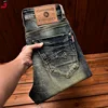 High-End Motorcycle Jeans Men's Autumn Washed-out Vintage Nostalgic Fall Slim Fit Straight Stretch Denim Long Pants 3
