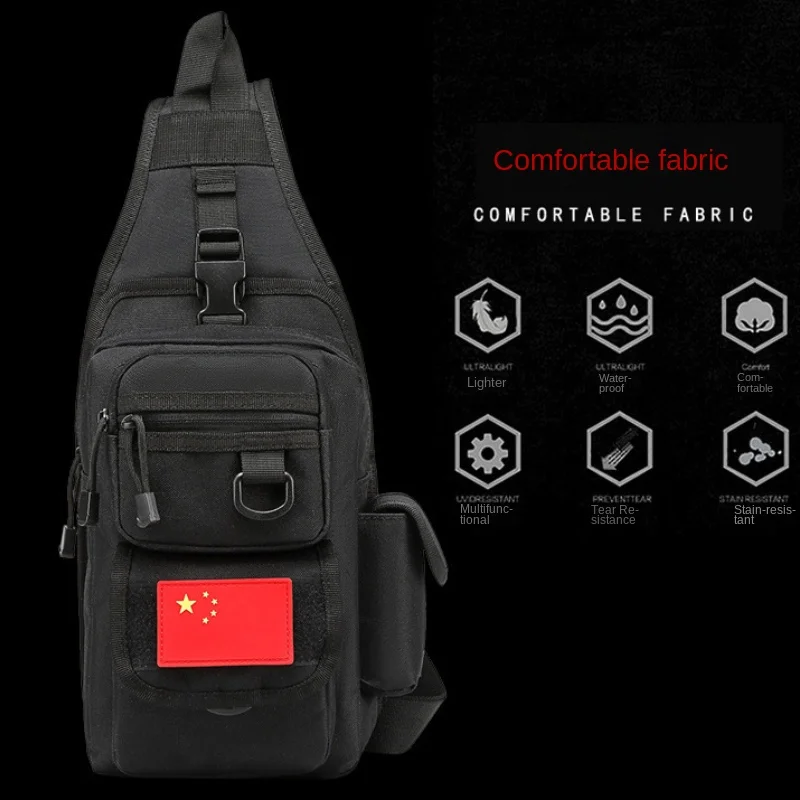 Tactical Single-shoulder Chest Multi-functional Outdoor Military Fan Backpack Riding Hiking Waterproof Wear-resistant Bag Men