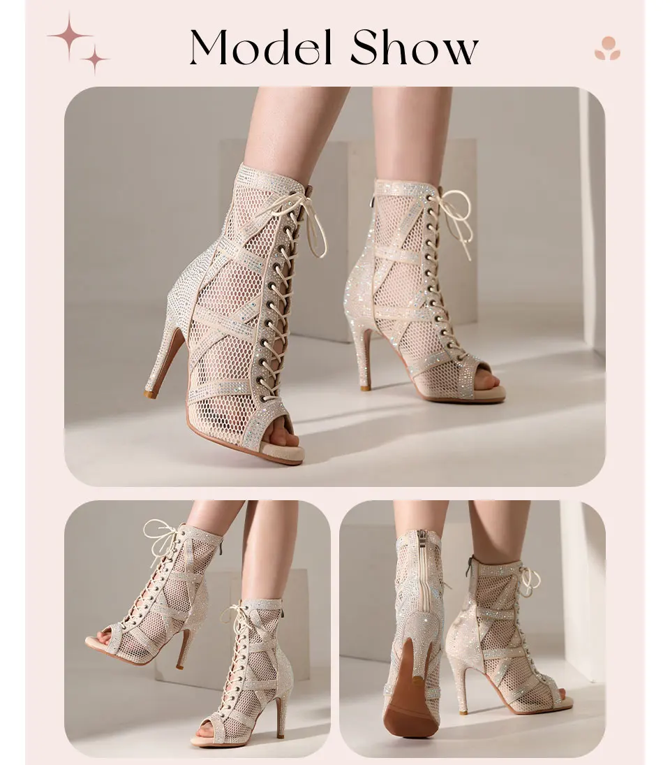 blanc show - Chaussures de Danse Latine à Talons Hauts – Modèle LUNA II Strass Styletto Noir - Couleurs Lagon