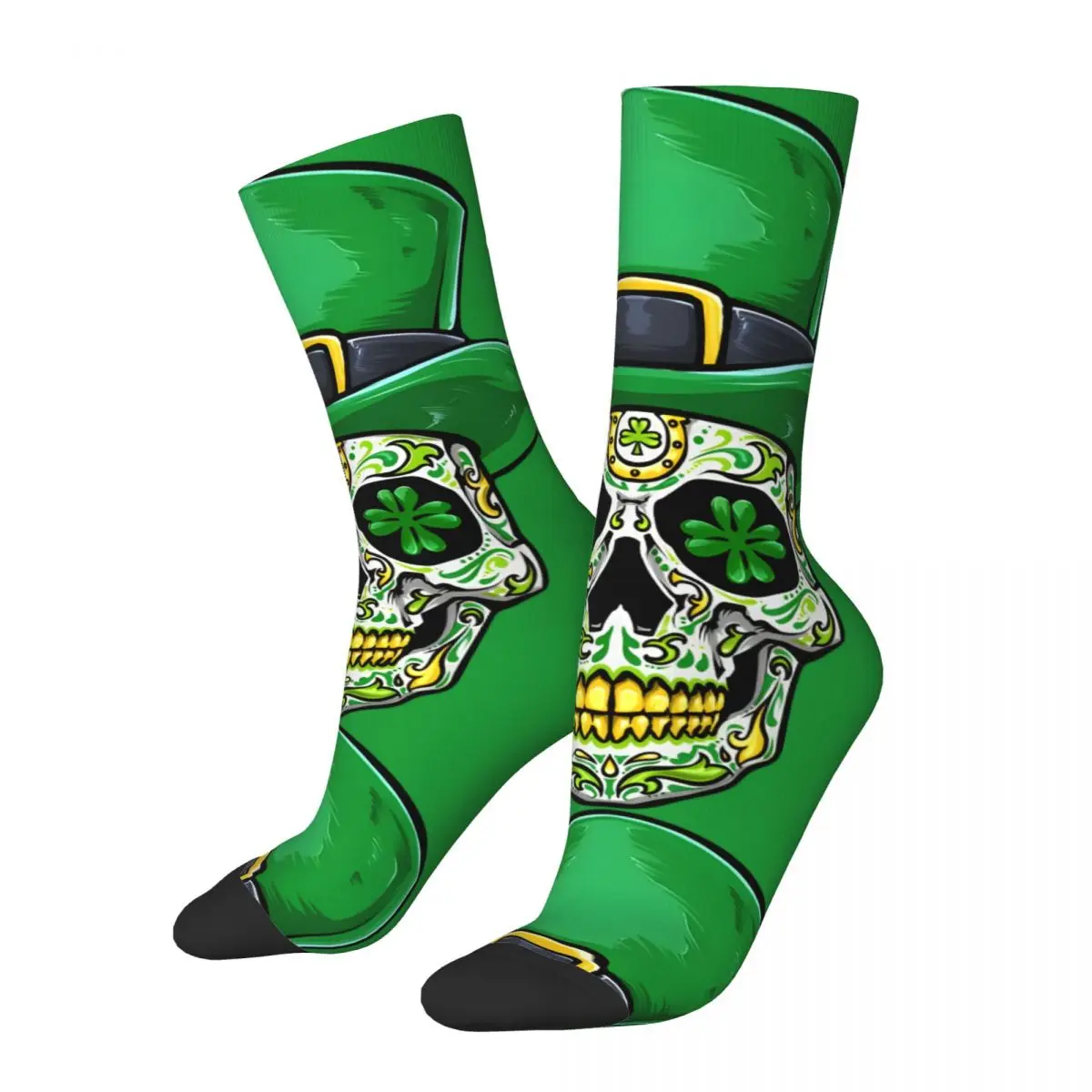

Hip Hop Retro Sugar Skull Cool Crazy Men's compression Socks Unisex St. Patrick's Day Irish Shamrock Harajuku Seamless Crew Sock