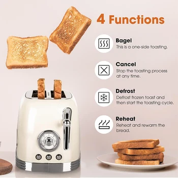 Crownful 2 Slices Bread Toaster for Sandwiches Waffles Extra Wide Slot Toasters Electric Kitchen Double Oven 120V Mini Toaster 3
