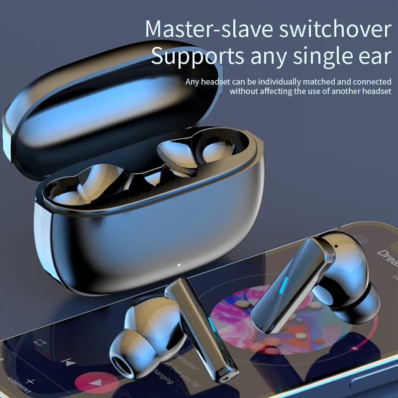 MT50 TWS 무선 이어폰, 블루투스 5.3, ENC 통화 헤드셋, ANC 소음 감소, HIFI 스테레오 음악 터치 컨트롤, 인이어 헤드폰