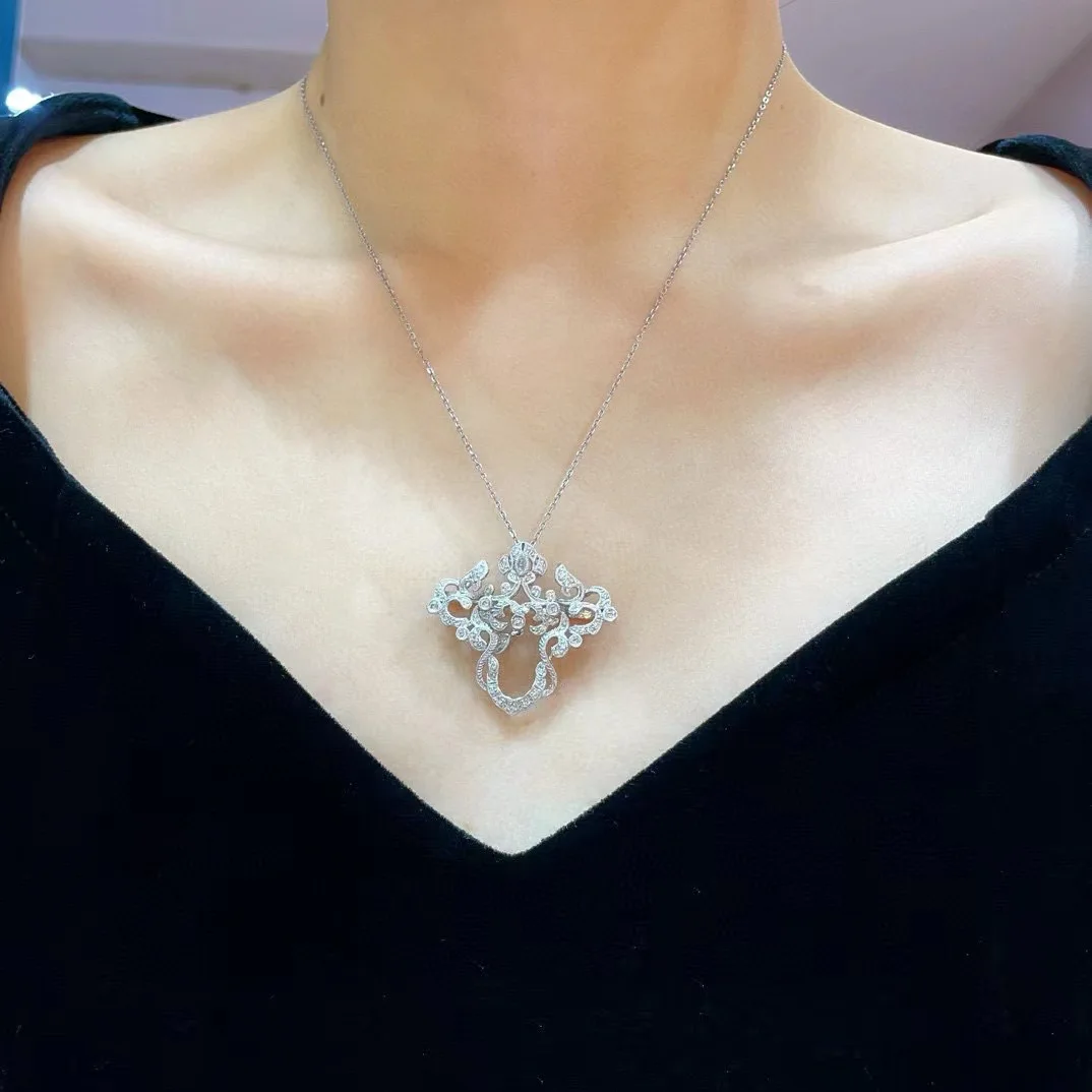 S4664f235061b4e0da50df9379f93683ci vintage luxury jewelry natural real diamond brooch & pendant double use pt900 platinum genuine fine women jewelry free shipping