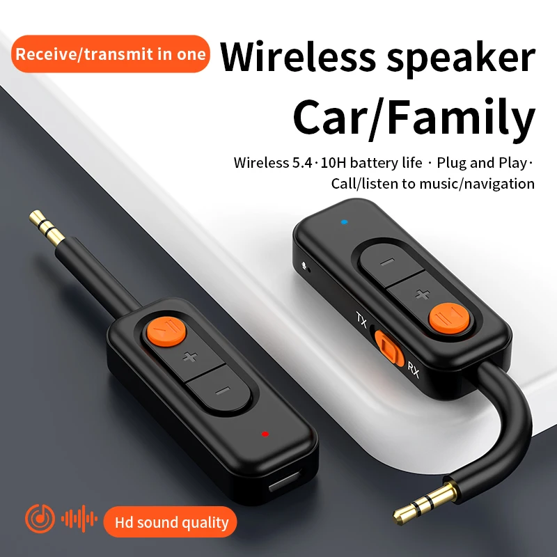 Wireless Bluetooth 5.4 Audio Transmitter & Receiver with HD HiFi Stereo and Built-in Mic
