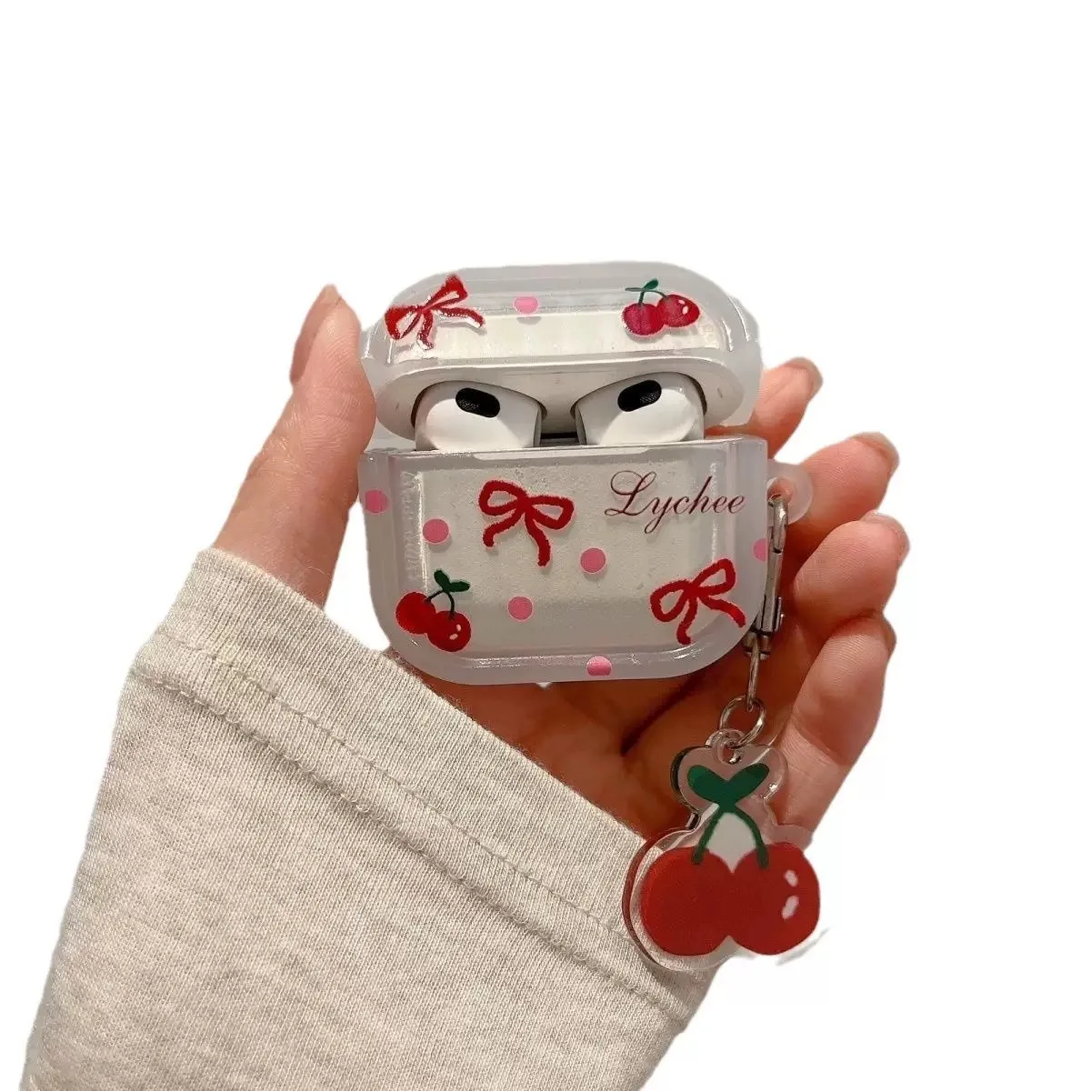 Clear TPU AirPods Case with Pendant for AirPods 1 2 3 Pro