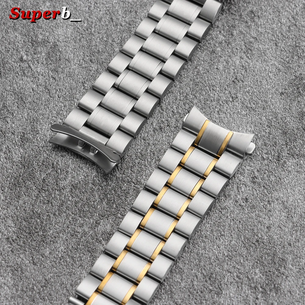 Elegant Silver and Gold Stainless Steel Watch Band Bracelet with Tools