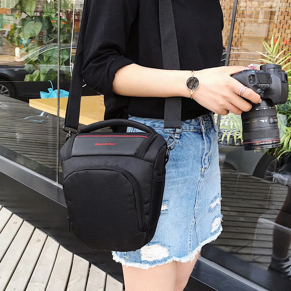 Cwatcun Borsa per fotocamera compatta, borsa a tracolla singola compatibile con fotocamere e obiettivi Canon Nikon Sony SLR DSLR Mirrorless Borsa per
