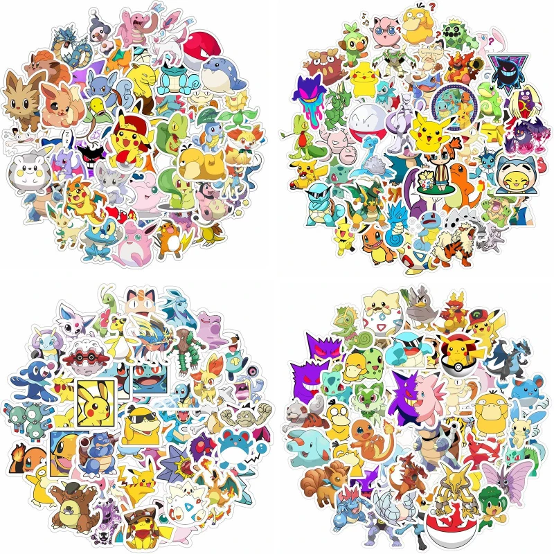 

50pcs Pokemon Pikachu Children's Luggage Scooter Guitar Graffiti Laptop Water Cup Waterproof Sticker