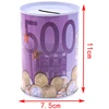 1PC Tinplate Cylinder Piggy Bank Euro Dollar Picture Box Household Saving Money Home Decoration Boxes Safe Cylinder Piggy Bank 4