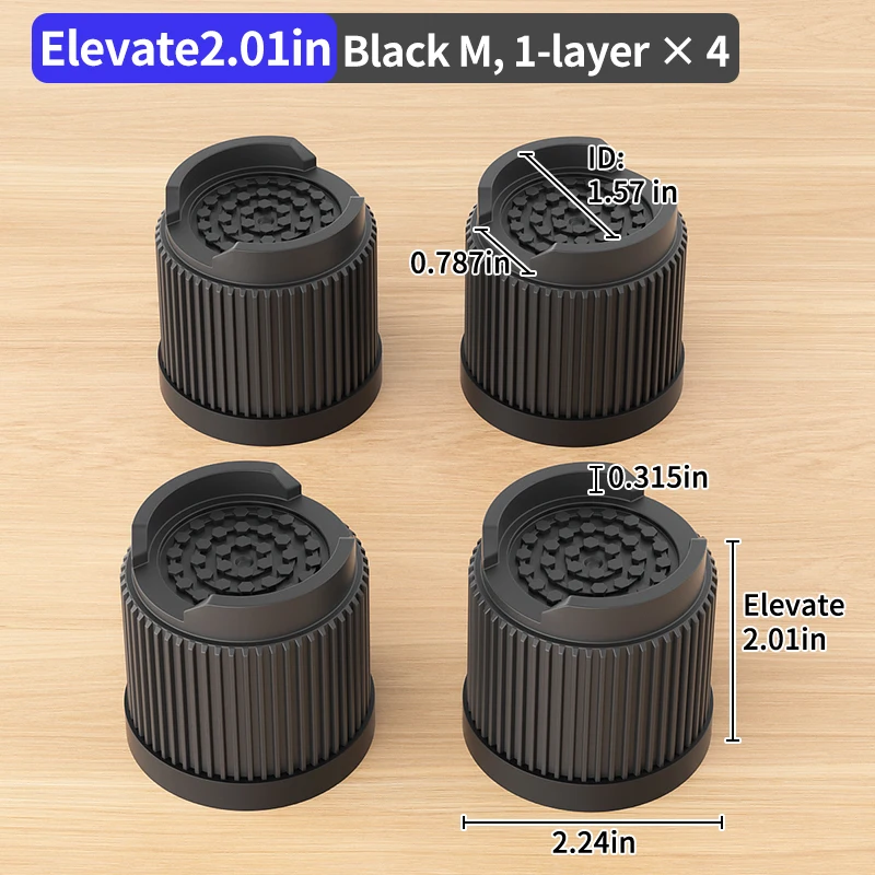 Stackable Non-Slip Furniture Risers with Noise-Reducing Design