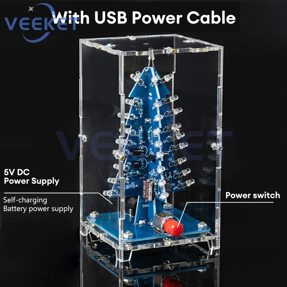 Festive 3D RGB LED Flashing Tree DIY Kit