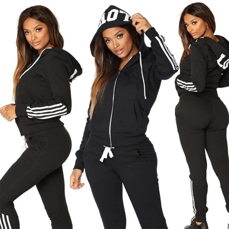 Womens Striped Tracksuit 2 Piece Outfits, Casual Long Sleeve Full Zip Jacket and Pants Sport Set Sweatsuits