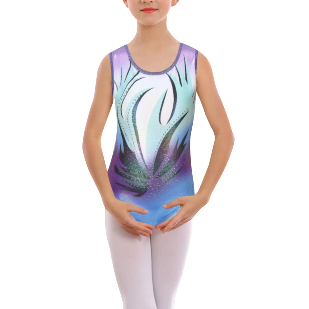 New Gymnastics Leotards for Girls Ballet Dancewear Practice Outfits Cross Back Kids Bodysuit Sleeveless Dance Costume