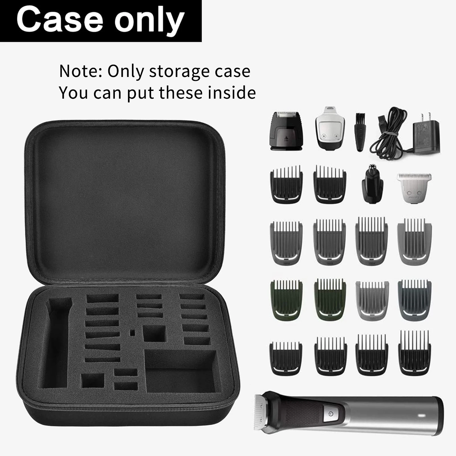 Deluxe Carrying Case for Men's Grooming Kit and 18-Piece Trimmer Set