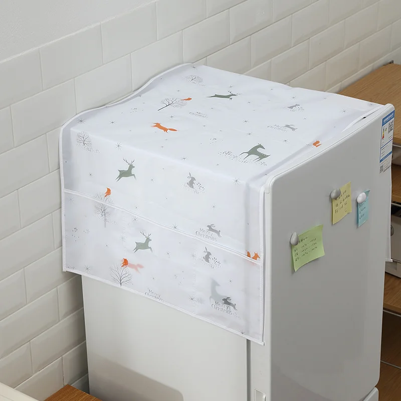 Refrigerator Dust Cloth Multipurpose Waterproof Cover with Storage Pockets for Oven Dishwasher dust cover