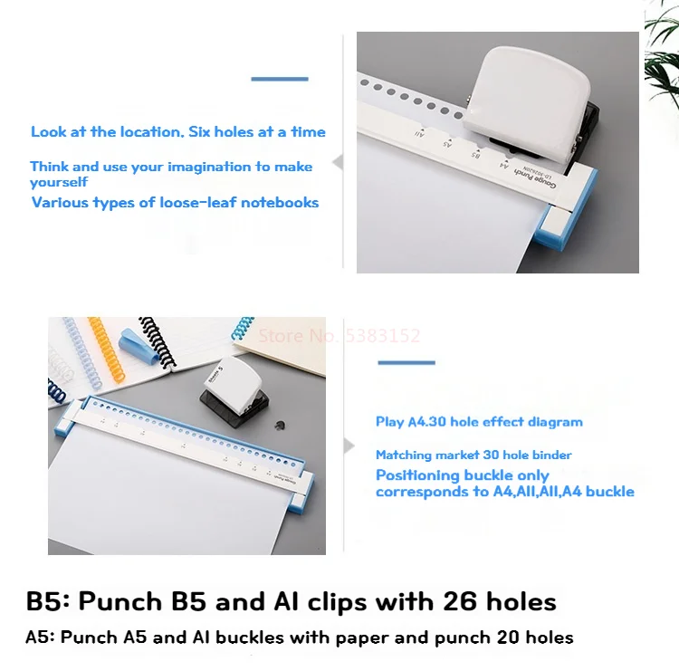 Hole Punch, Loose Leaf Punching and Binding, Ferramentas de papelaria