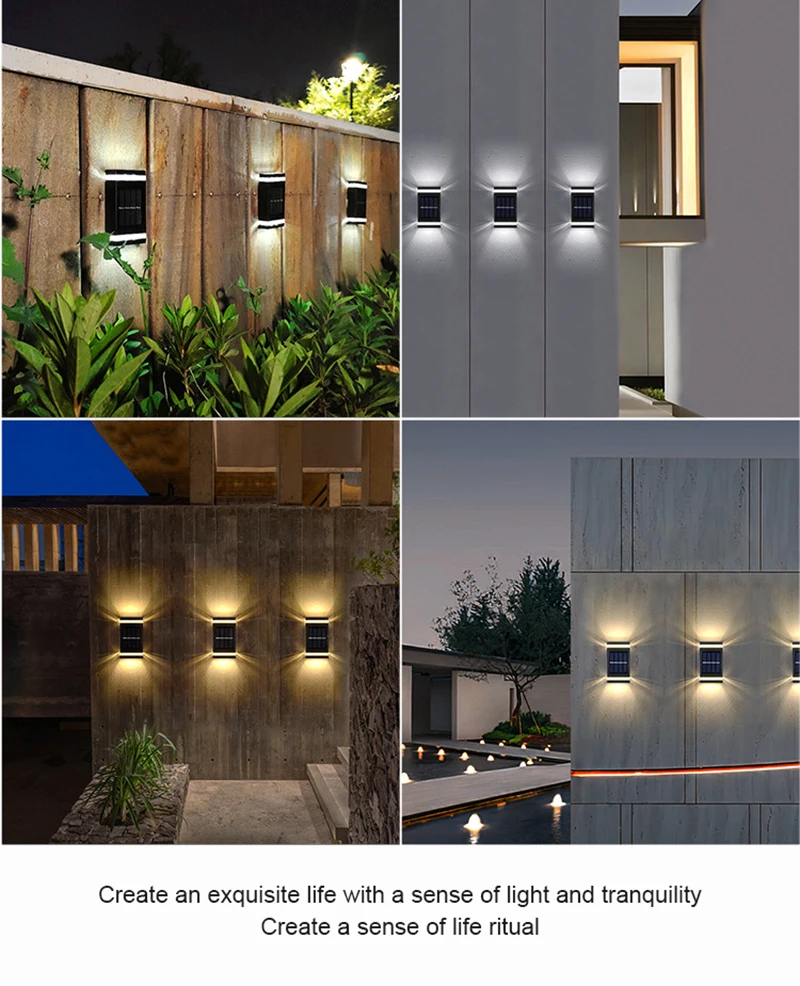 solar flood lights outdoor Solar Wall Light Outdoor Waterproof Wall Washer Garden Light Up and Down Luminous Lighting Stairs Fence Sunlight Lamp decorative solar lights