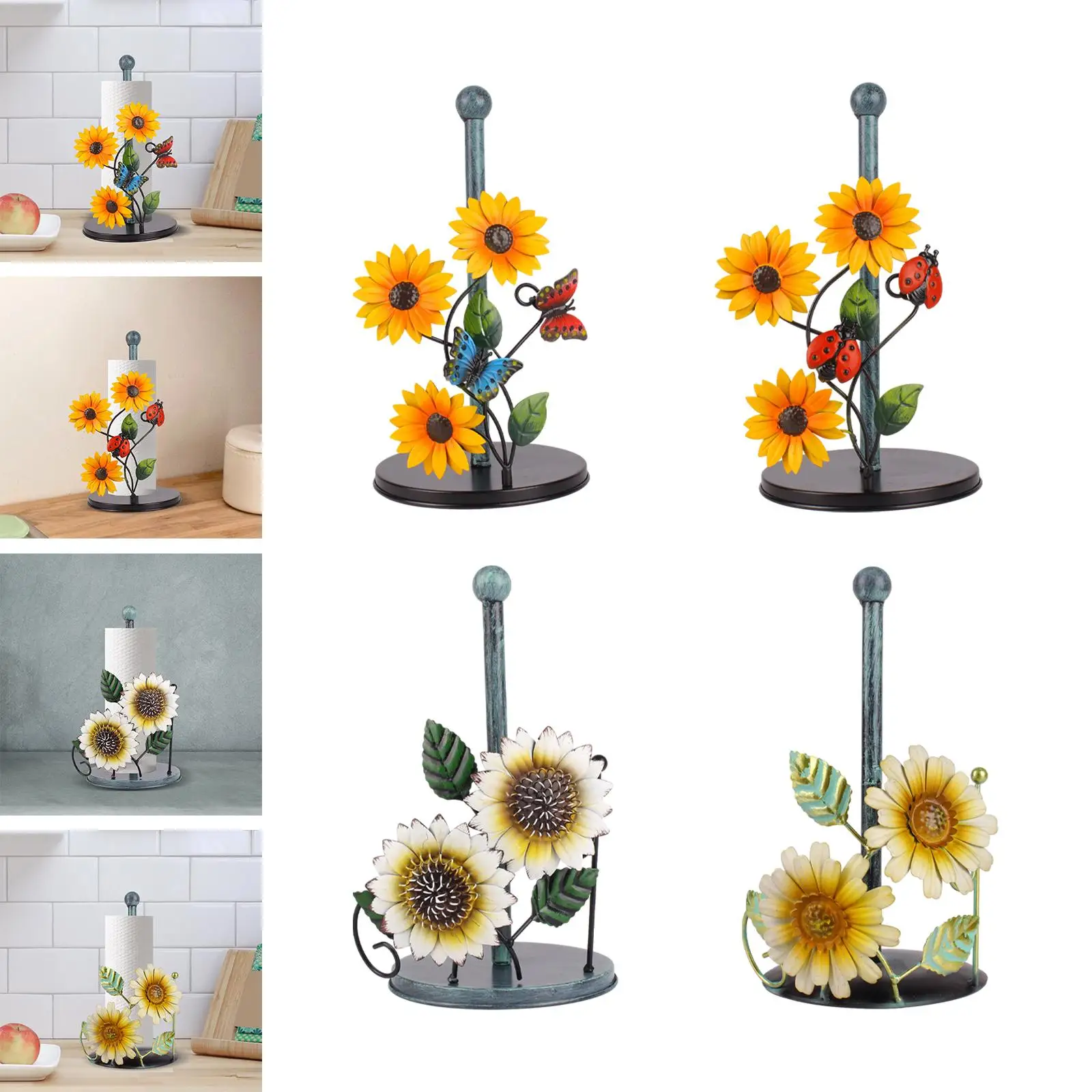 Elegant metal roll holder with sunflowers for the kitchen of the bar