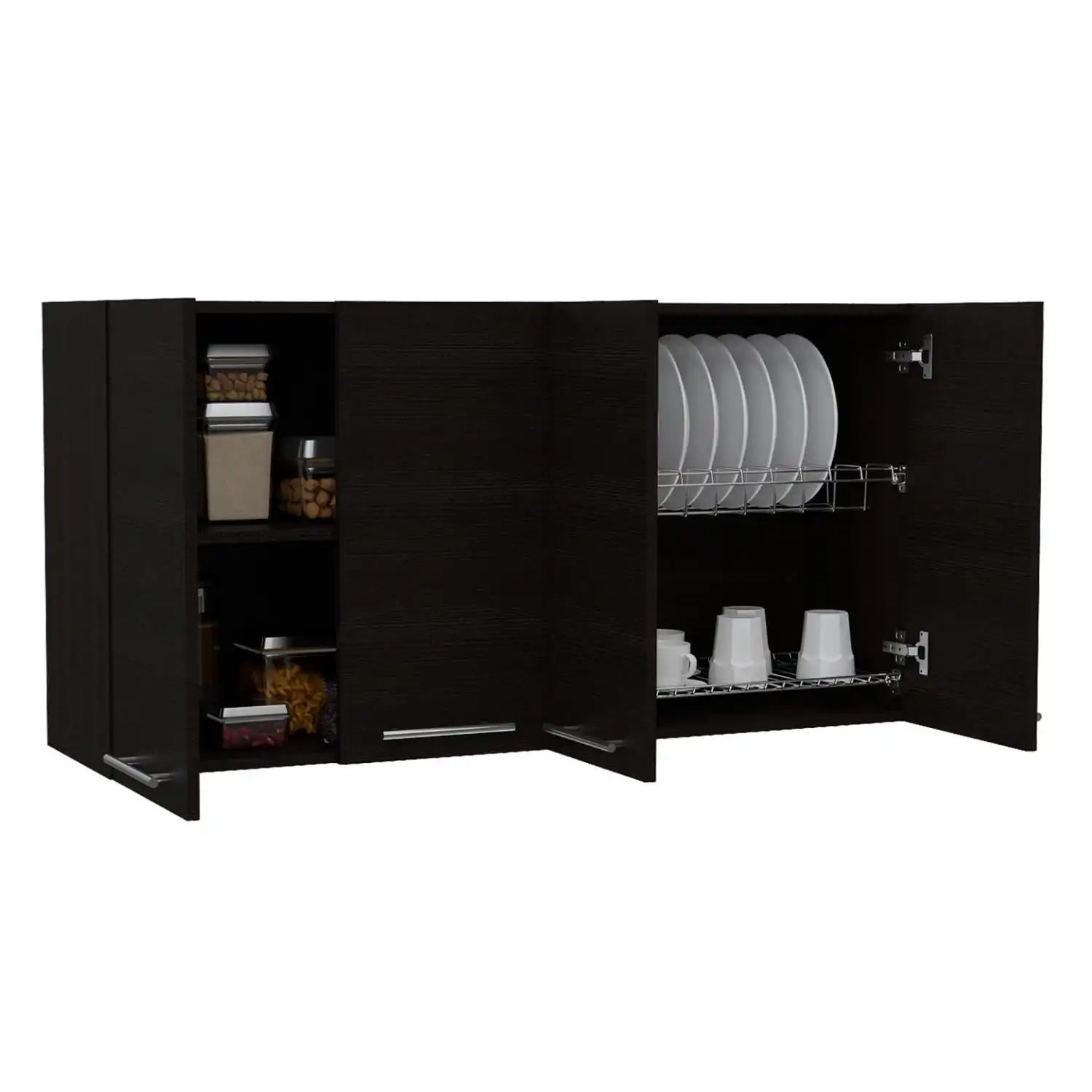 120 Wall Cabinet, Four Doors, Two Cabinets, Two Shelves Black 5