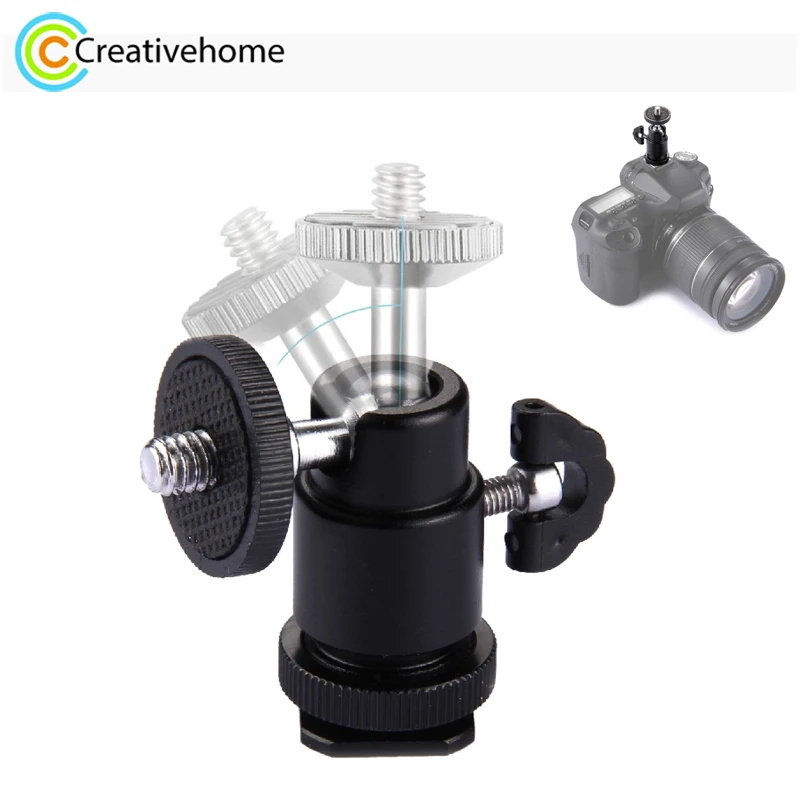 Mini Adjustable Swivel Angle Tripod Ball head Standard 1/4'' Screw HotShoe Mount Adapter Holder For Canon Nikon Sony DSLR Camera
