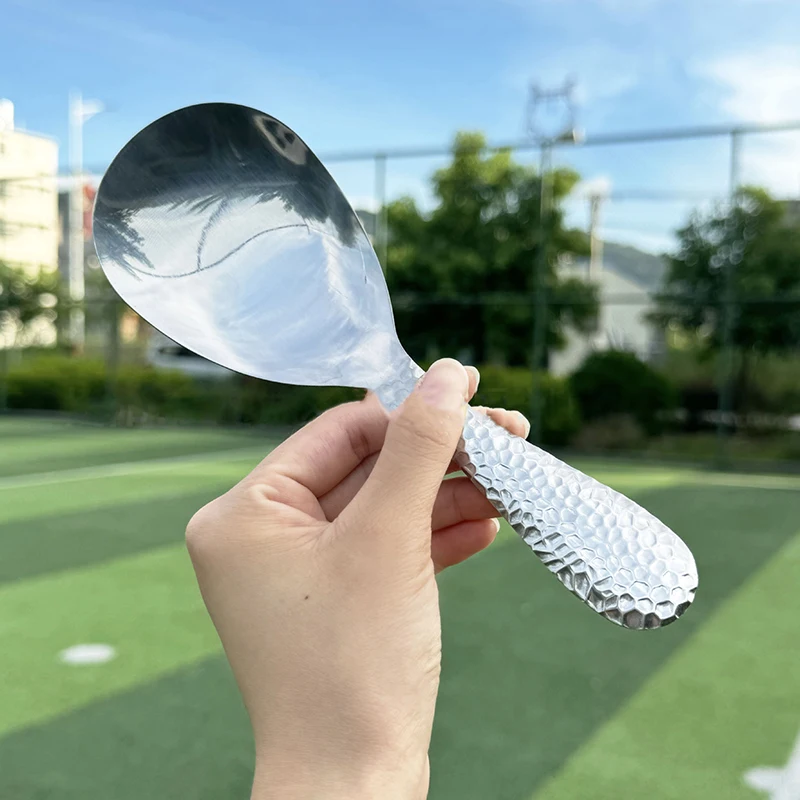 Stainless Steel Hammer Patterned Rice Spoon Cafeteria Restaurant Self-Service Rice Shovel Household Spoon