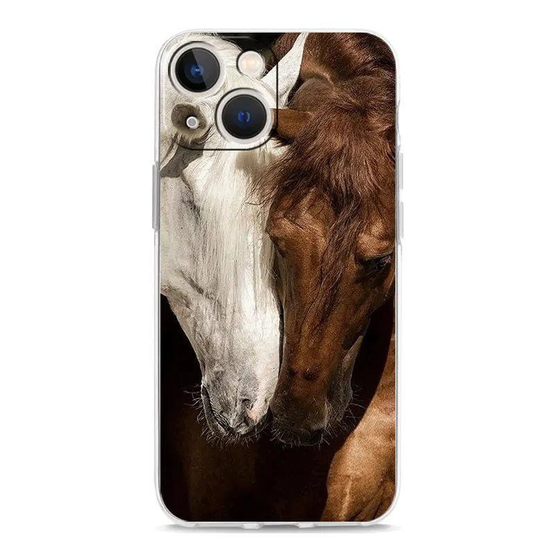 Elegant Horse Design Clear Phone Case Cover