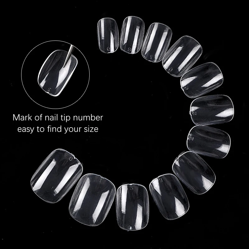 Acrylic Extension Fake Nails Full Coverage False Nails Tips Clear Transparent Full Round Press on Salon Tip Manicure Tools