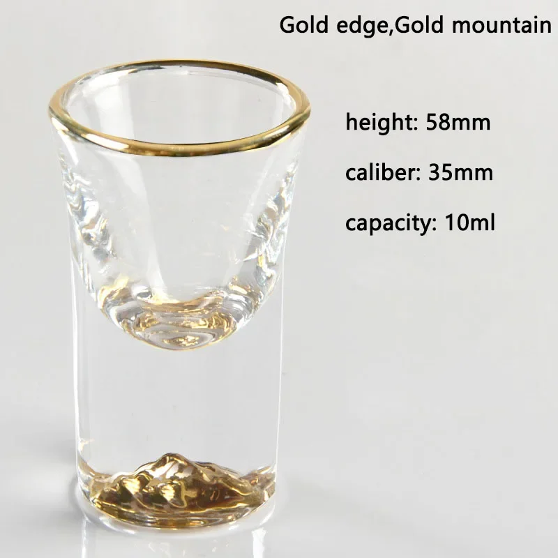 Whiskey Glass Crystal Glass Cup Crystal Liquor Spirits Shot Glasses Gold Foil Rim Mountain Wine Glass Vodka Whisky Bar Brandy Snifters