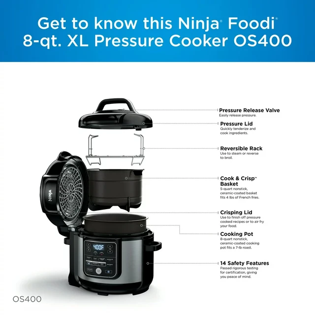 NINJA Foodi 8 qt. XL 14-in-1 Stainless Steel Electric Pressure