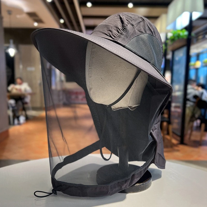 Anti-UV Sports Hat Fishing Insect Protective Cap Breathable Full-Mesh Head Net Hat Camping Hiking Hat Adjustable Unisex Hat