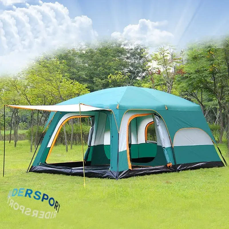 

5-8People Family Tent Outdoor Camping Double Layer Fabric Windproof Sun Protection Mosquito Control Two Bedrooms One Living Room