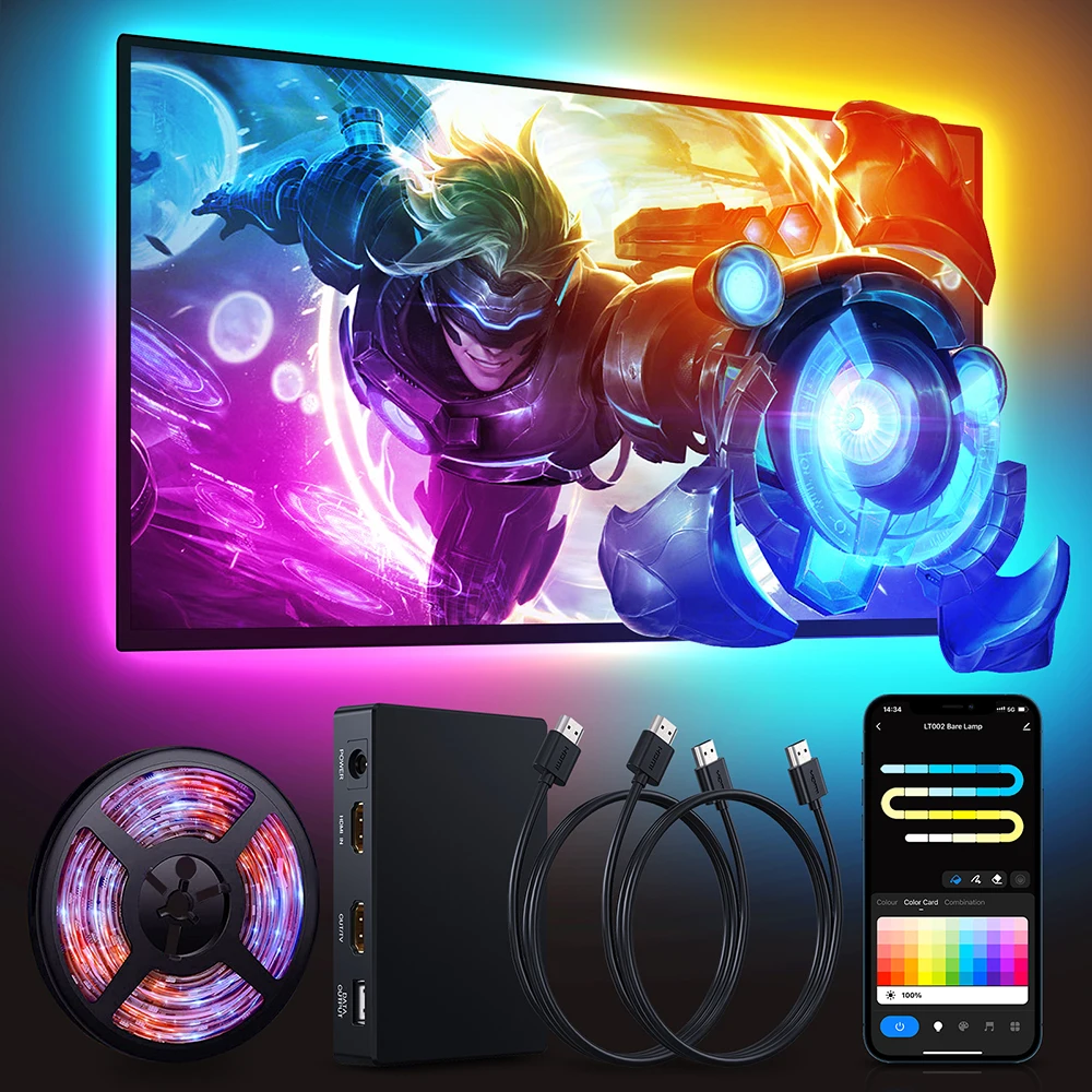 1.85M Tuya Destekli 4K HD Dolby Renkli Akıllı Rgbic Led Şerit TV Arka Aydınlatması için HD Sync Box'lu Immersion TV LED Arka Aydınlatma