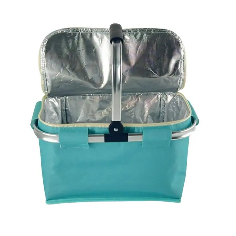 

Insulated Cooler Basket 27L Portable Folding Cooler Bag With Handles Picnic Bag For Hot Or Cold Food Beach Bag Reusable Bags For