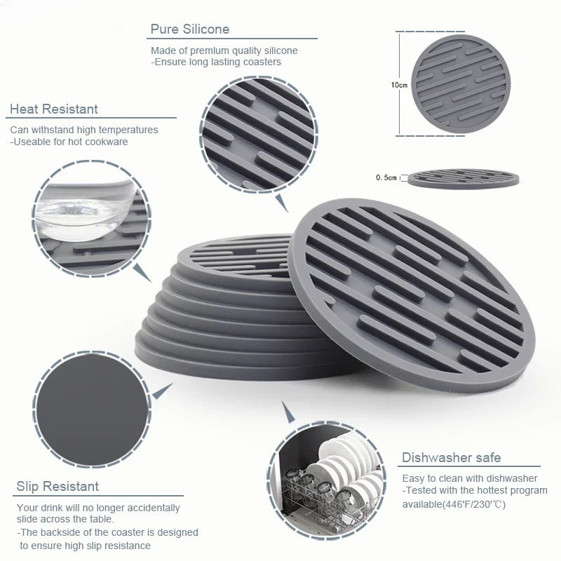8 Sottobicchieri In Silicone Con Motivo A Nido D'Ape - Antiscivolo E Antiaderenti Per Bevande Calde/Fredde, Blu