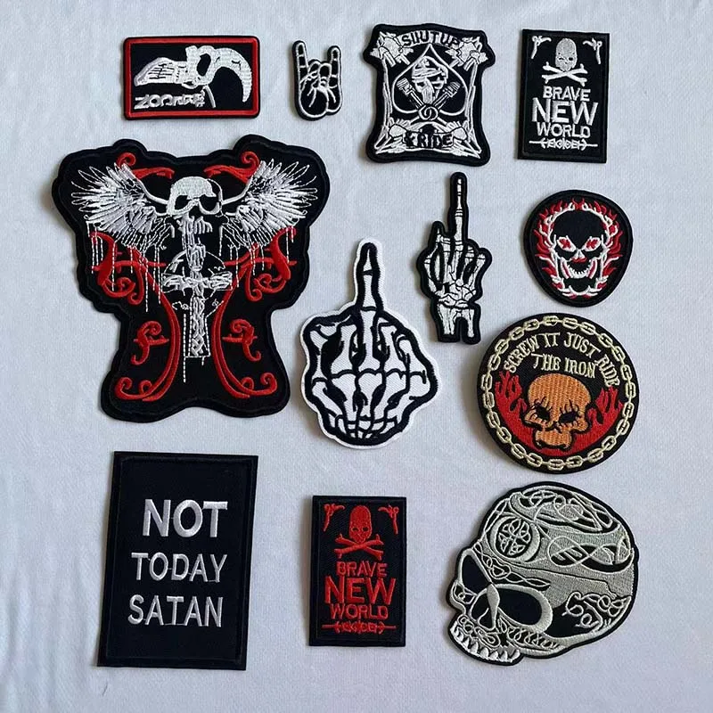 5 Pcs/Set Punk DIY Iron On Patch Sewing Patches For Clothing Skull  Embroidered Stickers Applique Fusible Patches For Decoration - AliExpress