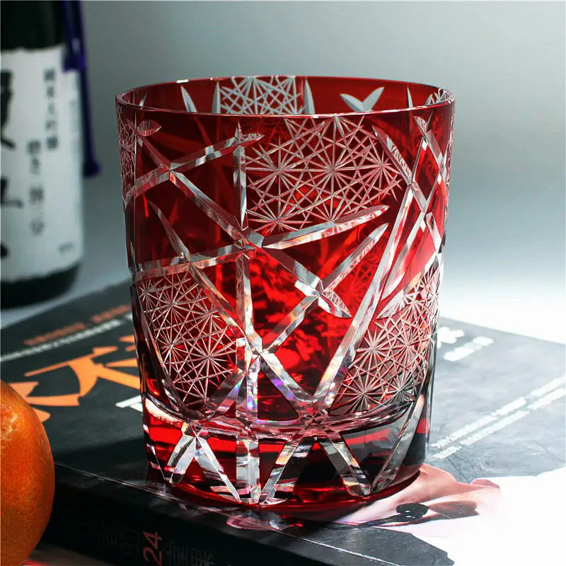 Japanese Handmade Crystal Whisky Glass, Retro Foreign Wine Glass, Handmade Carved, Light Luxury, 260ml