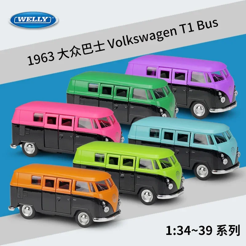 

WELLY 1:36 1963 Volkswagen T1 Bus High Simulation Diecast Car Metal Alloy Model Car Children's toys collection gifts B148