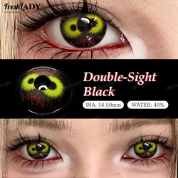 Vibrant Red Anime Cosplay Contact Lenses - Perfect for Halloween and Costume Parties (Double - Sight Black)