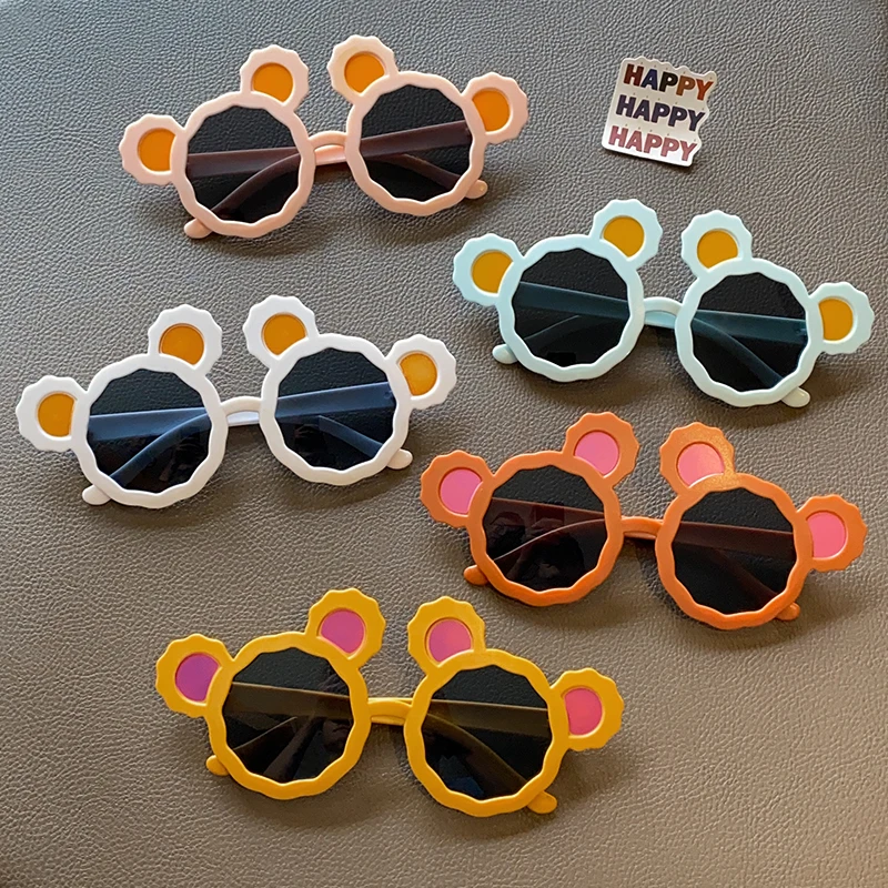 Baby Girls Lovely Colors Bear Ears Sunglasses UV400 Acrylic Fashion Children Outdoor Protection Sunglasses Kids Sun Glasses