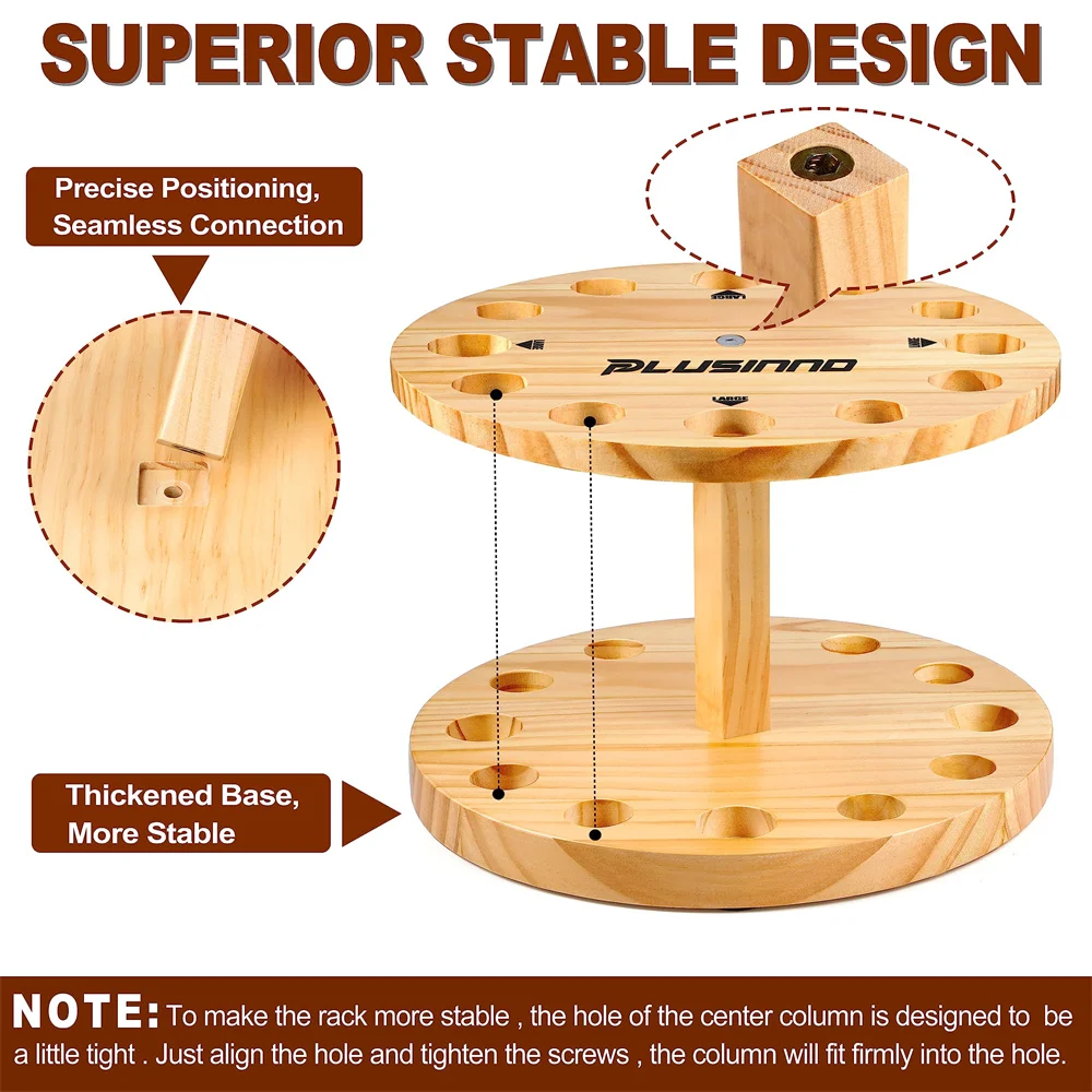 PLUSINNO V12 Wood Fishing Rod Holders for Garage Vertical Wooden Fishing Pole Rack