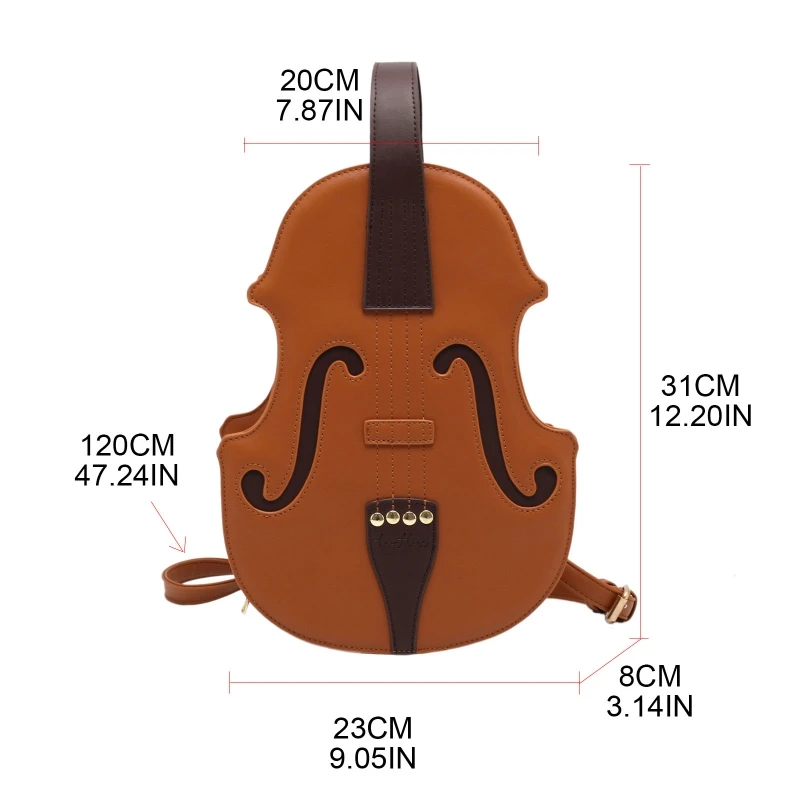 Women Violin Shape PU Leather Backpack Purse Fashion Handbag Travel Daypack College School Rucksack E74B 6