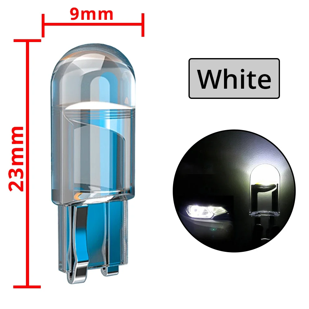 2/4 W5W 194 T10 נורת בית זכוכית Cob LED 6000K Wedge לוח רישוי תאורת כיפה לבן Diedo פנים אוטומטי קריאה 12V DC