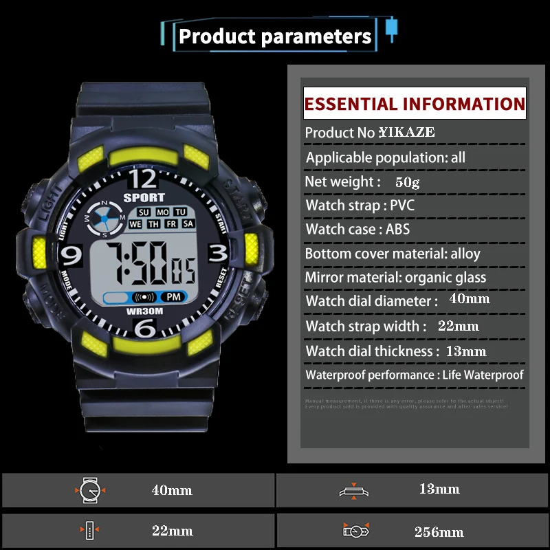 S46671c73fd664acd833519560af09293w Military Digital Watch for Men Outdoor Men's Sports Watches Clock Waterproof Luminous Chronograph Student Electronic Wristwatch Mallzona