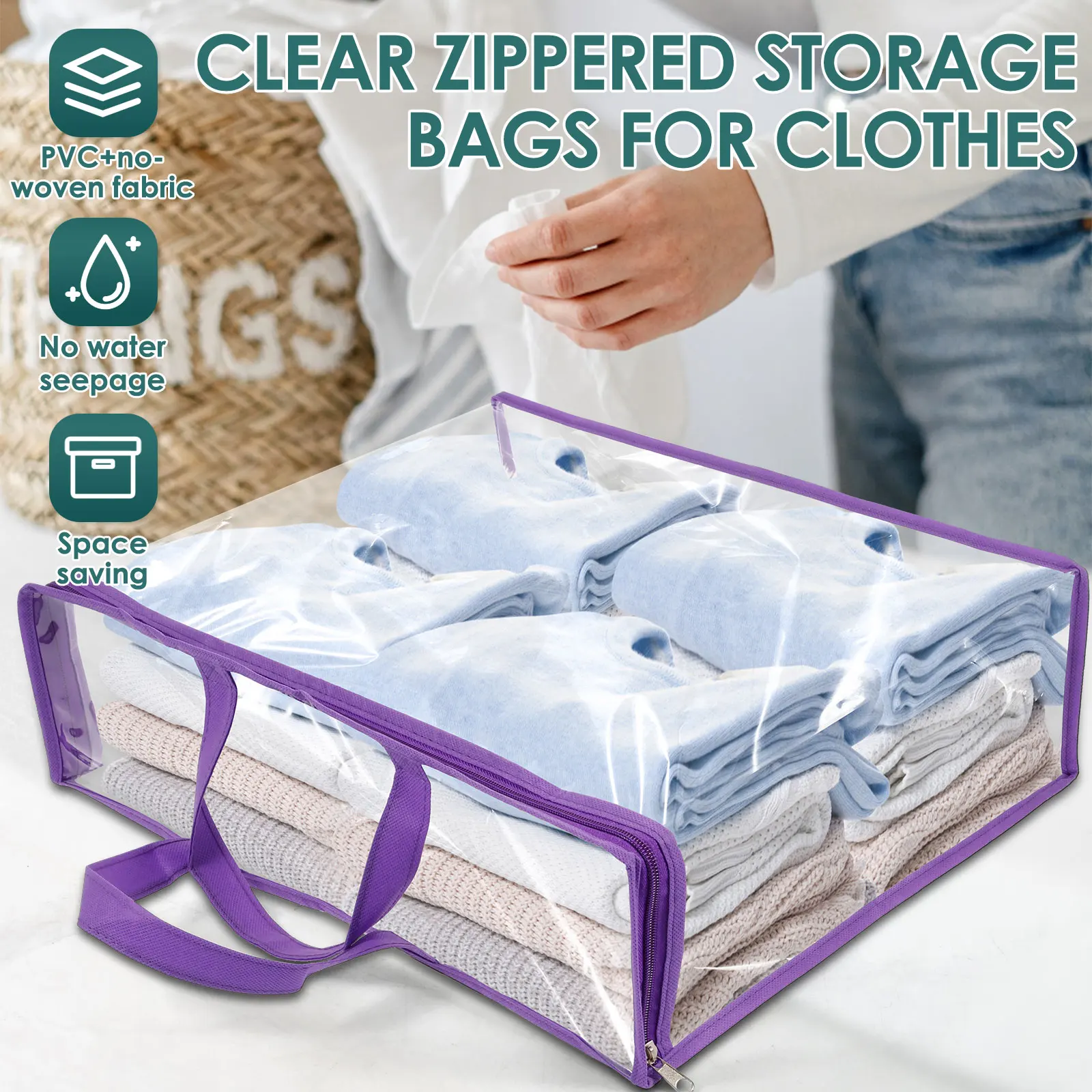 5Pcs Clothes Storage Bags PVC Waterproof Bed Sheet Bedding Dustproof Transparent Organizer Bag for Home Multipurpose Packing 2